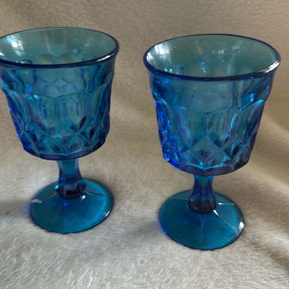 Vintage Noritake Perspective Cobalt Blue Glass Wine Water 6.5" Goblet Set Of 2 - Picture 1 of 4